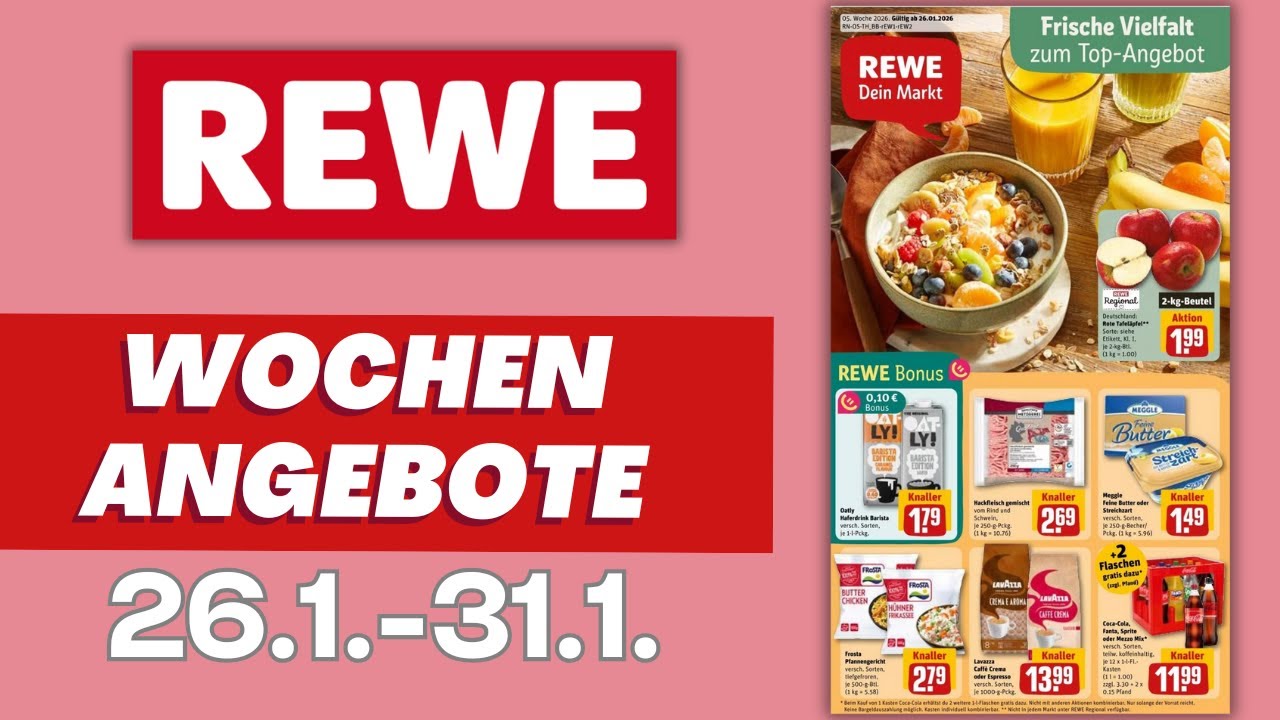 REWE Prospekt aktuell 📄 Exklusive Rabatte & App-Highlights! Angebote ab Montag 26.1.2026.