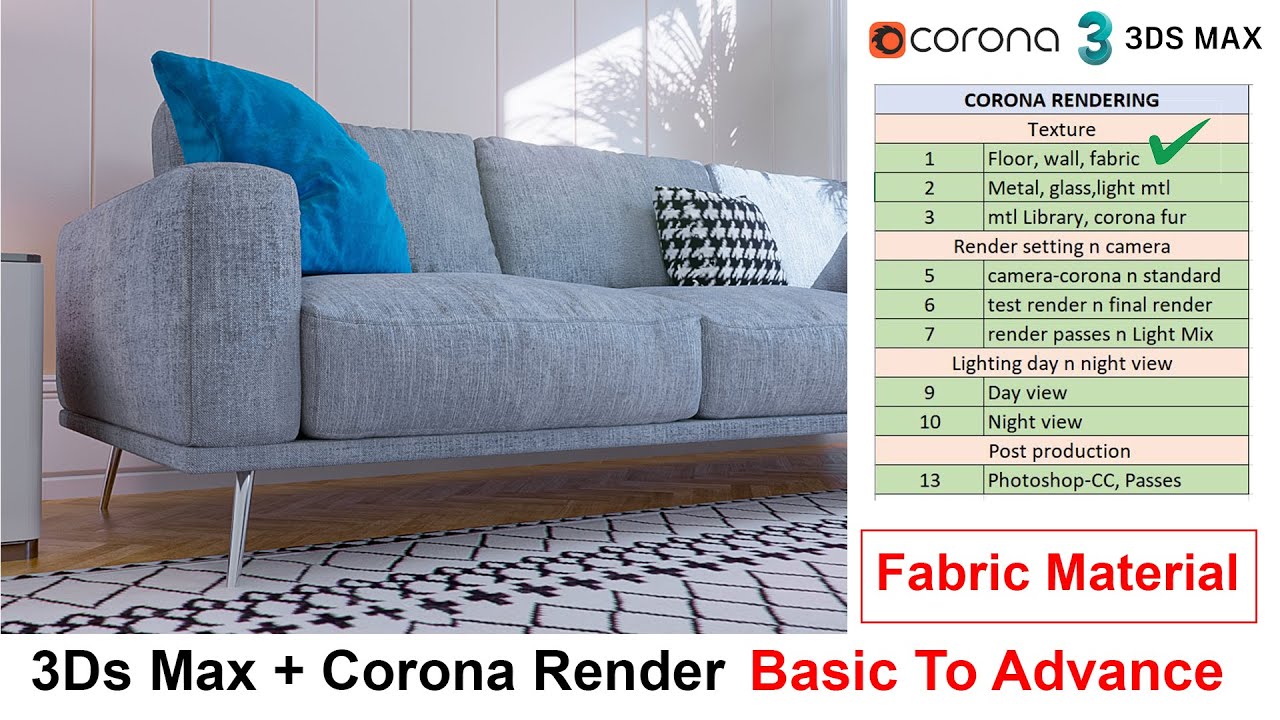 Realistic Fabric Material creation in 3ds max & Corona renderer, basic to advance tutorial in hindi