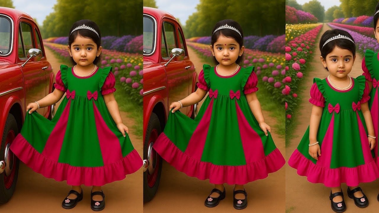 বাচ্চাদের জামার ডিজাইন কাটিং এবং সেলাই // Frock Cutting And Stitching  #RomjanBdvlog baby dress sew