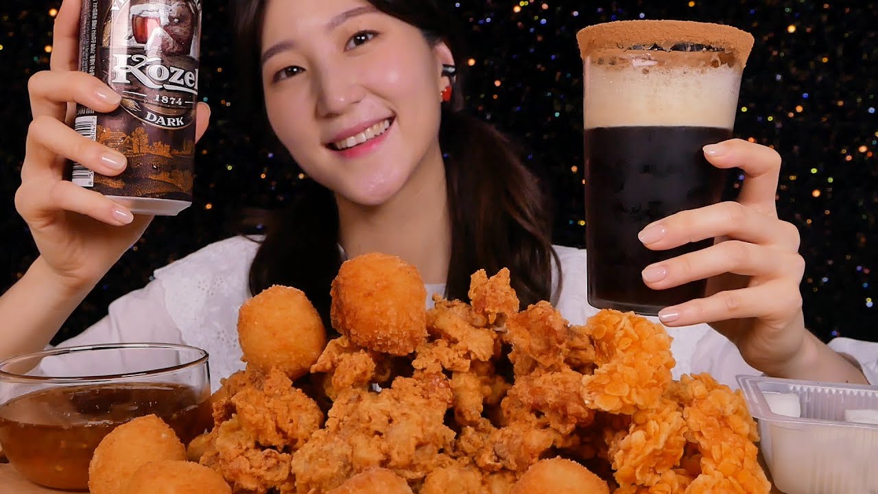 [첫영상] 코젤다크와 노랑통닭 알싸한 마늘치킨 Eating Mukbang ASMR