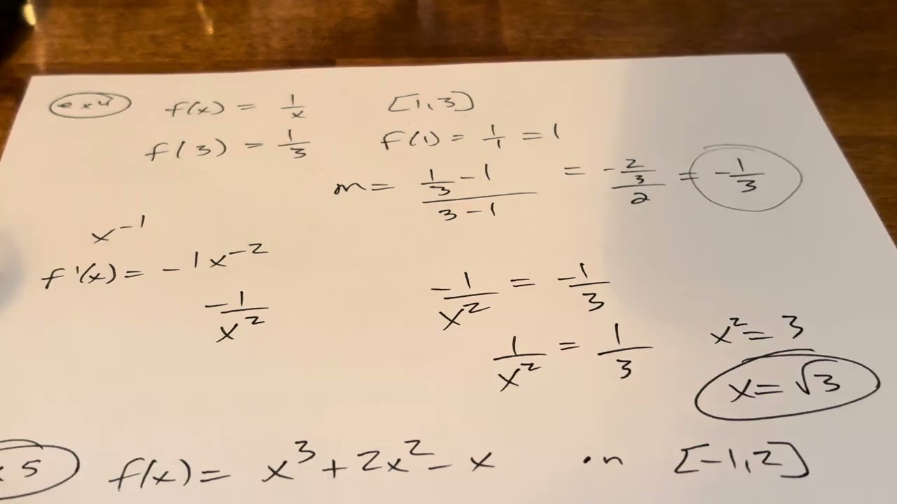 Calculus Sect 4.2 Notes Video 1/26/26 