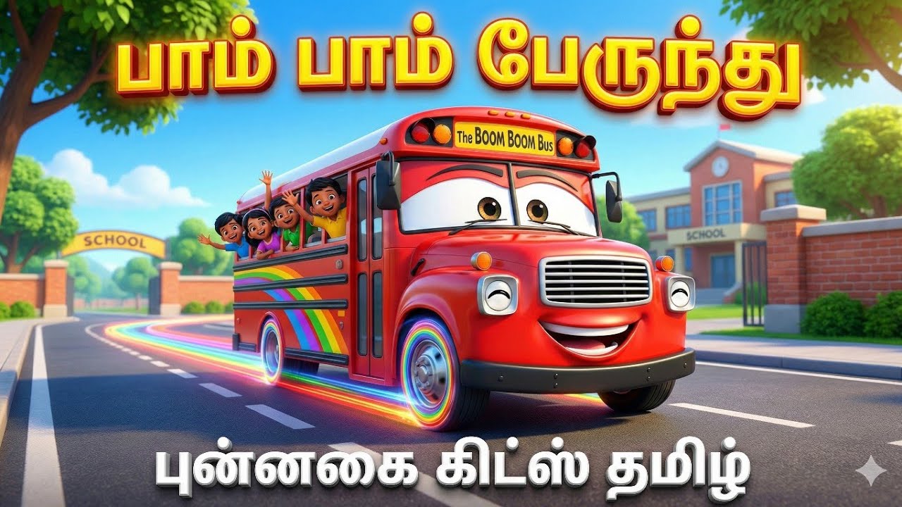 🚌 பாம் பாம் பேருந்து டுட்டு டுட்டு | Boom Boom Bus 3D | புன்னகை கிட்ஸ் தமிழ்