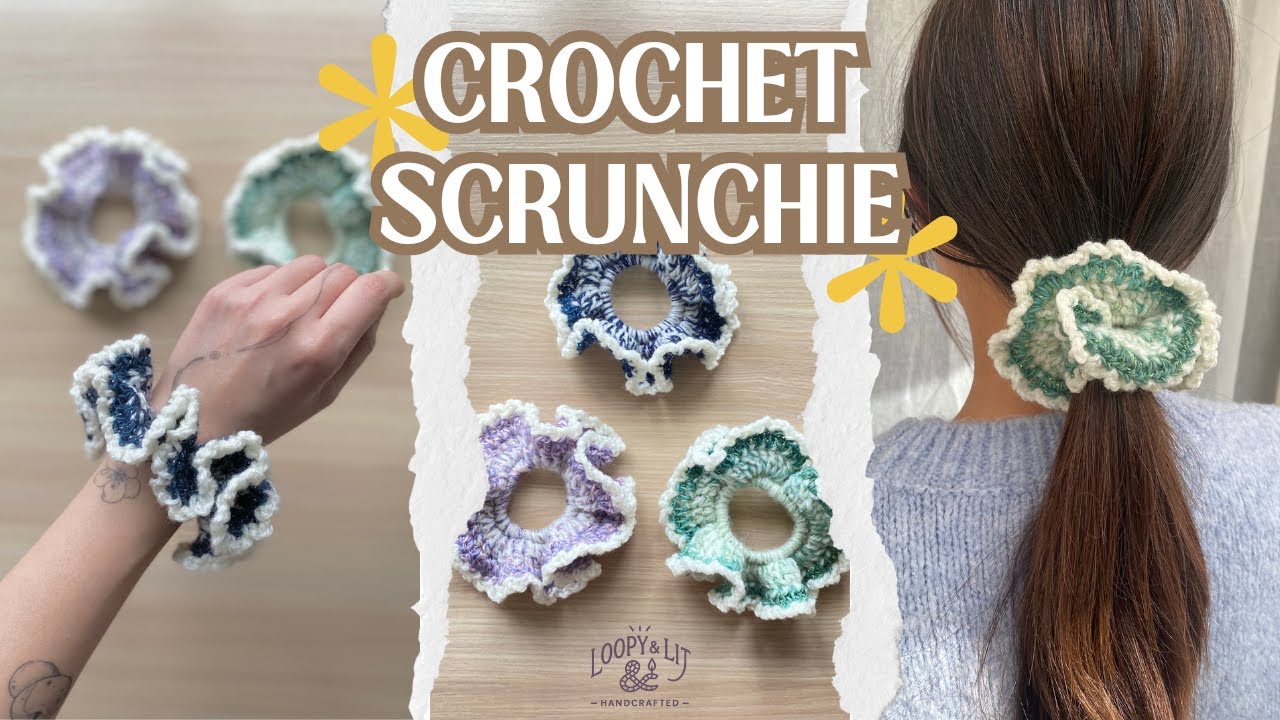 Cute Scrunchie Crochet Tutorial 🌸| シュシュの編み方 | 鉤織髮圈