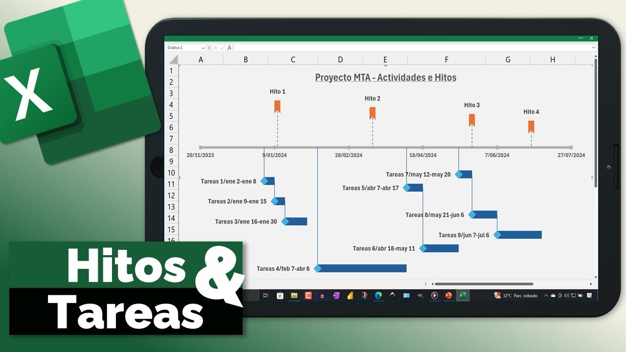 Cómo hacer un Gráfico de HITOS y ACTIVIDADES en EXCEL