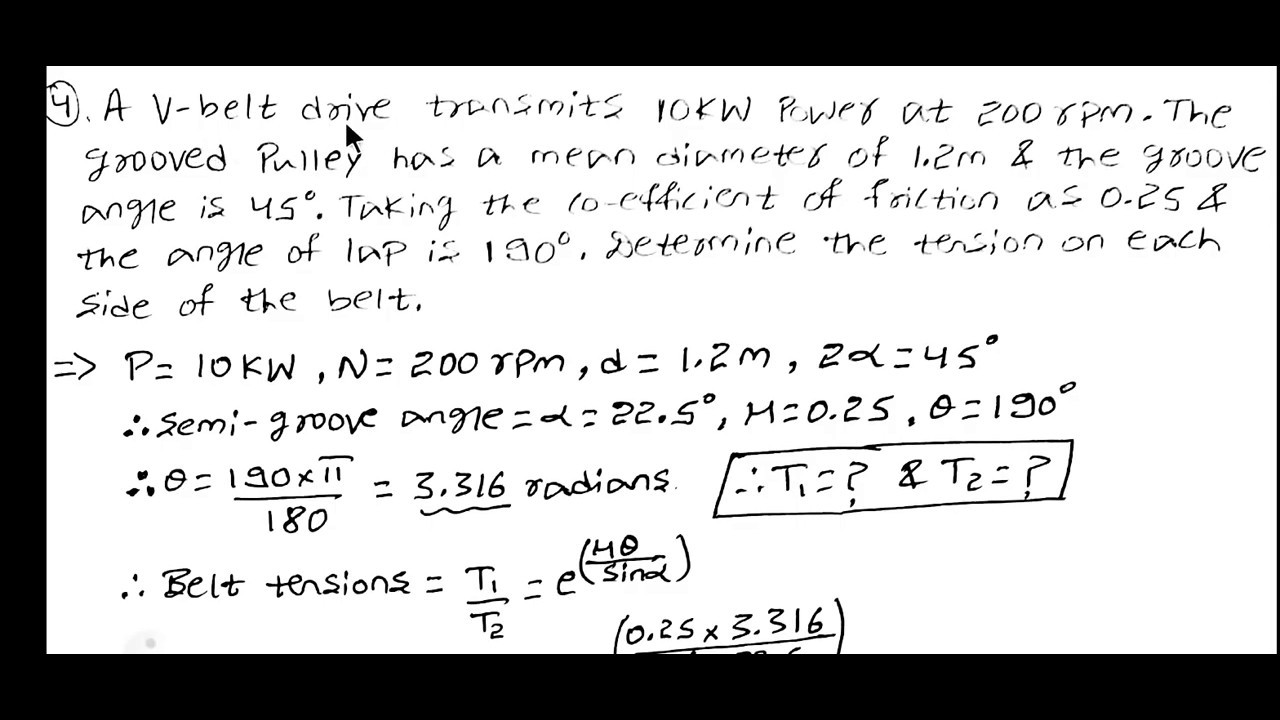 Problems on Belt Drives/Problem 4/#BeltDrives/#RHKatti/Lecture 9/#DesignOfMachine/#Design/#Machine