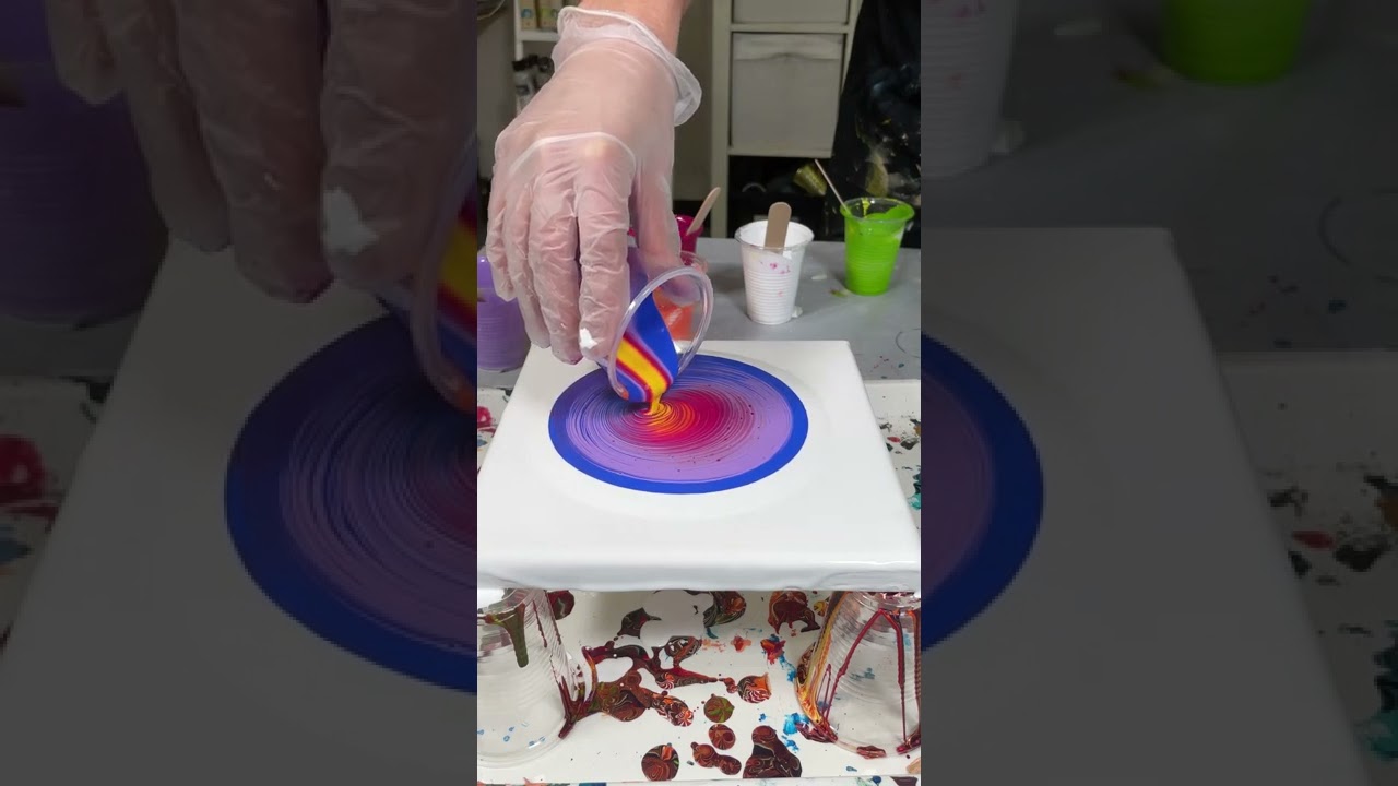 Tree Ring Paint Pour with Chroma Atelier Free Flow Artists’ Acrylics + Atelier Pouring Medium