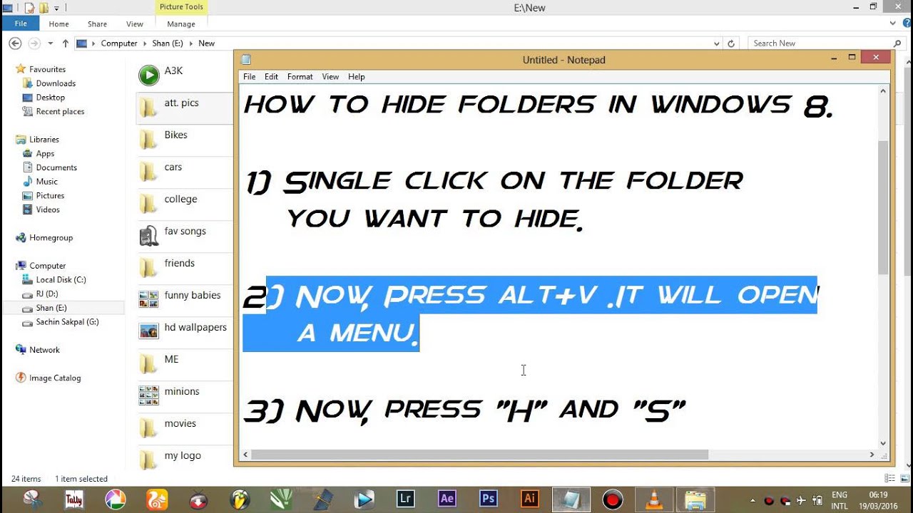 How to hide folders in windows 8