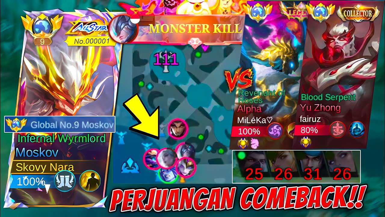 Ini Baru Yang Namanya Comeback !! Push Global 1 Moskov Malah Tim Dibantai Habis! Gini Caranya Win!