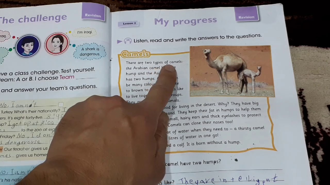 #انكليزي خامس ابتدائي/ الوحدة الرابعة unit four/ lessons 1-2-3-4/ صفحة 54-55-56-57