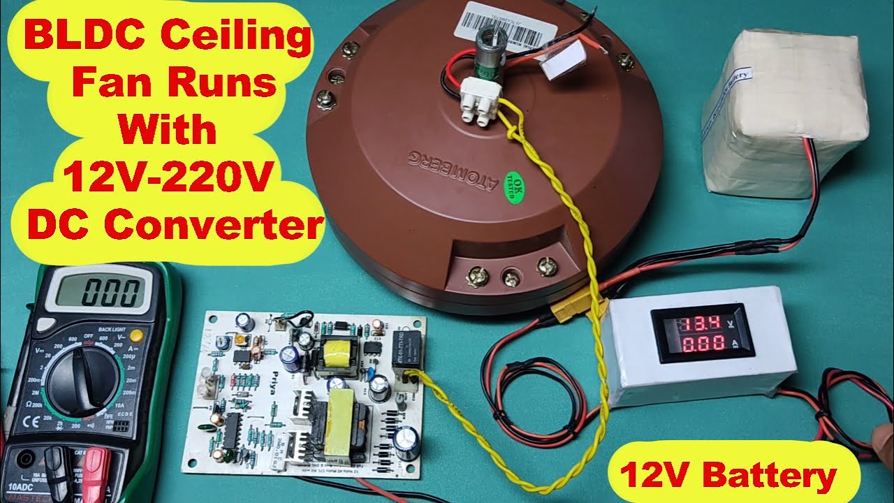 BLDC ceiling fan runs on 12V-220V DC Converter | 3 CFL Converter 45W