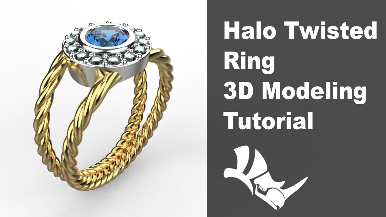 Jewelry 3D Modeling- Halo Twisted Ring Rhino 3D #307