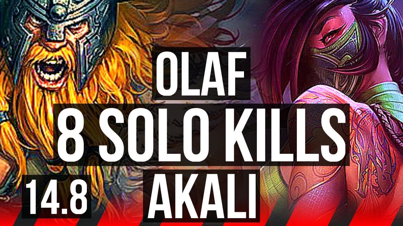 OLAF vs AKALI (TOP) | 8 solo kills, 69% winrate | EUW Master | 14.8