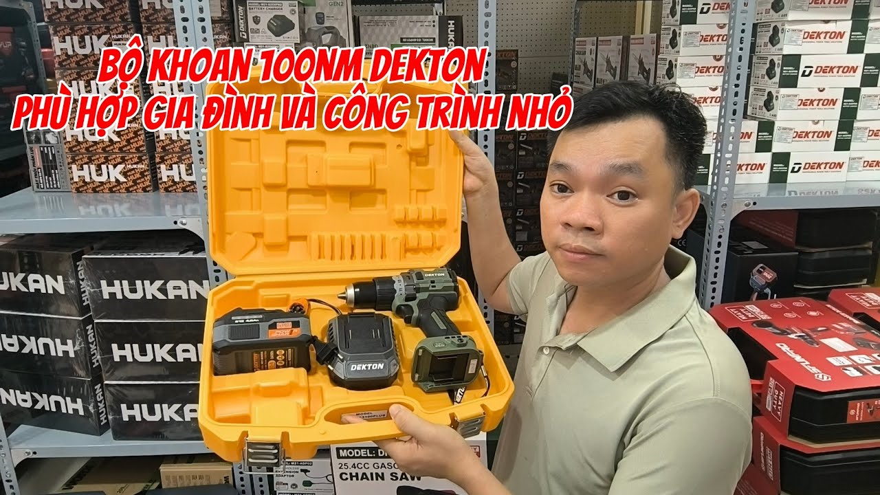 Bộ khoan gia đình lực khoẻ , đa năng dekton m21-id13100plus kèm pin 4ah