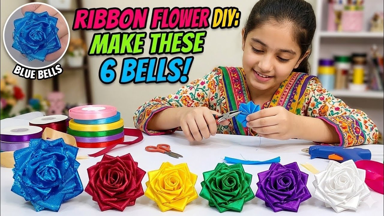 Flower make with satin ribbon 🎗️/ How to make satin ribbon flower/ #art #craft #diy 