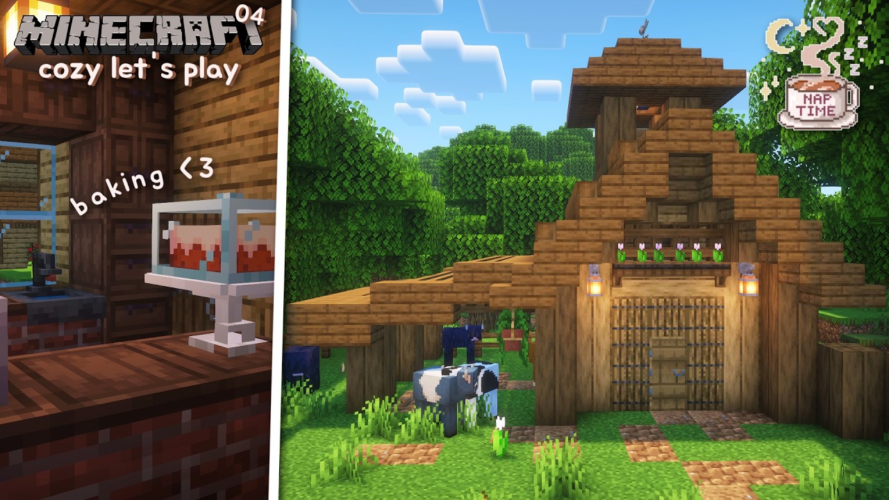 Barn Building & Cake Baking 🍓 Minecraft Naptime - A Modded Let's Play