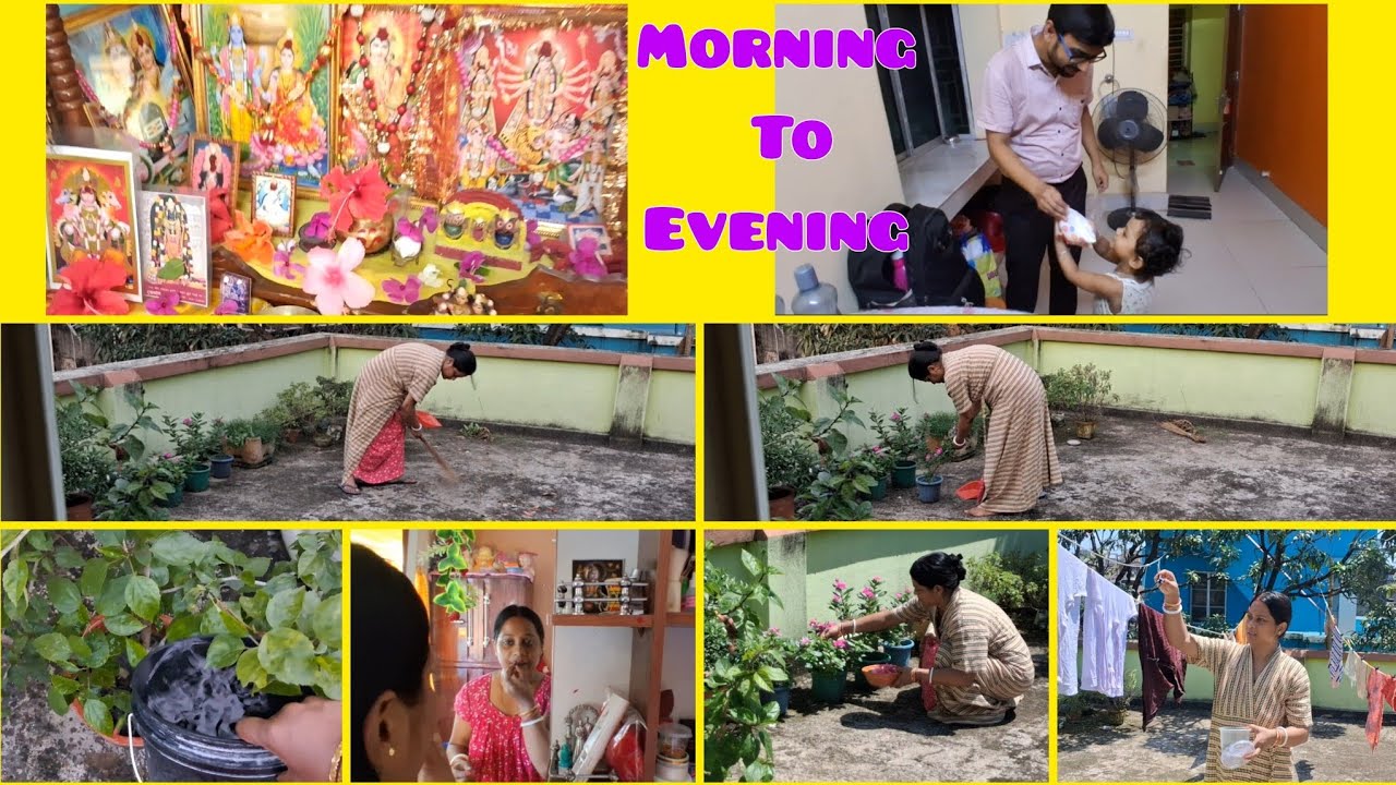 🌄ভোর 5-টায় উঠে ঘর বাড়ি পরিষ্কার, রান্না, কাচা-ধোয়া ,স্নান পুজো,rooftop cleaning সব share করলাম ✅️|