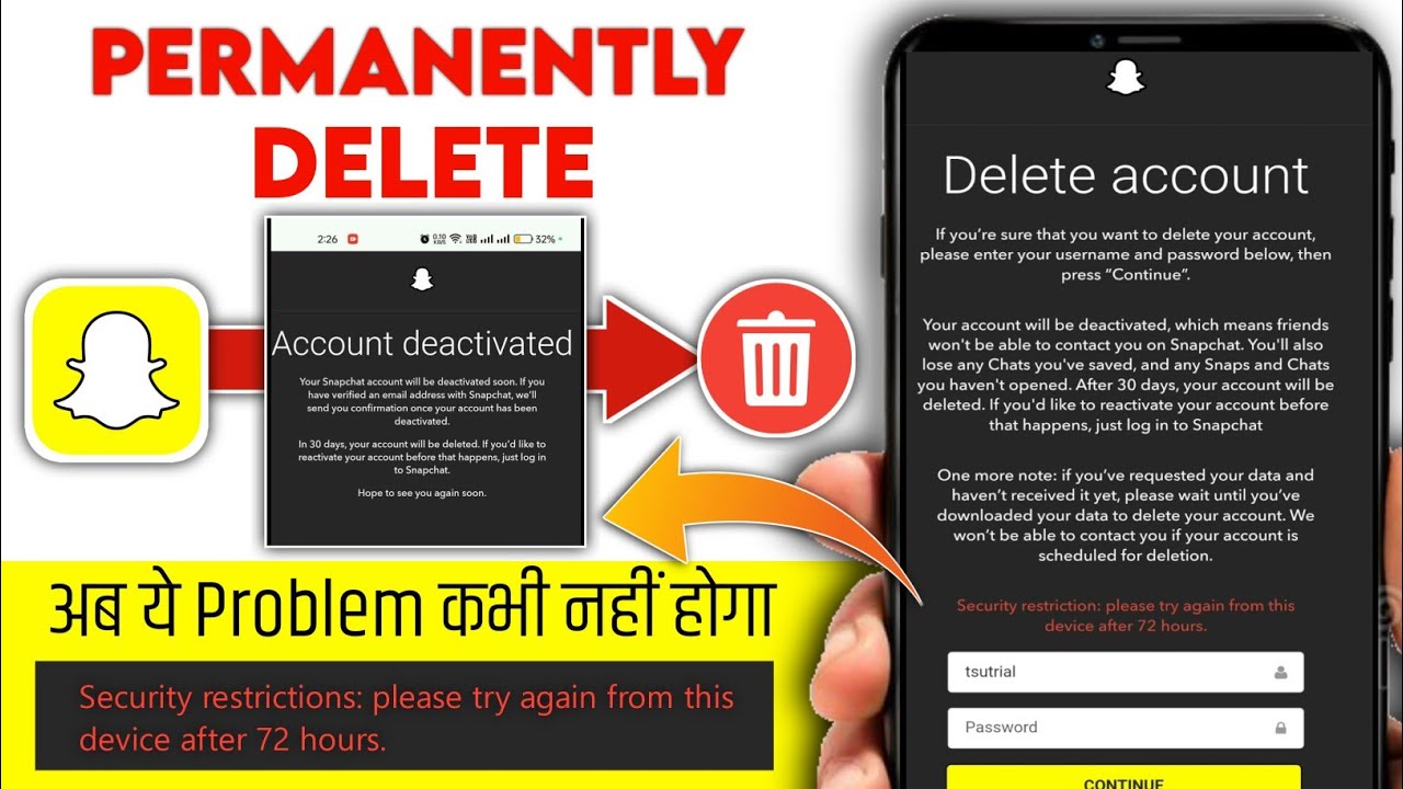 [ ✅FIX ] 72 Hours Problem Snapchat | Snapchat Kaise Delete Kare | How To Delete Snapchat Account