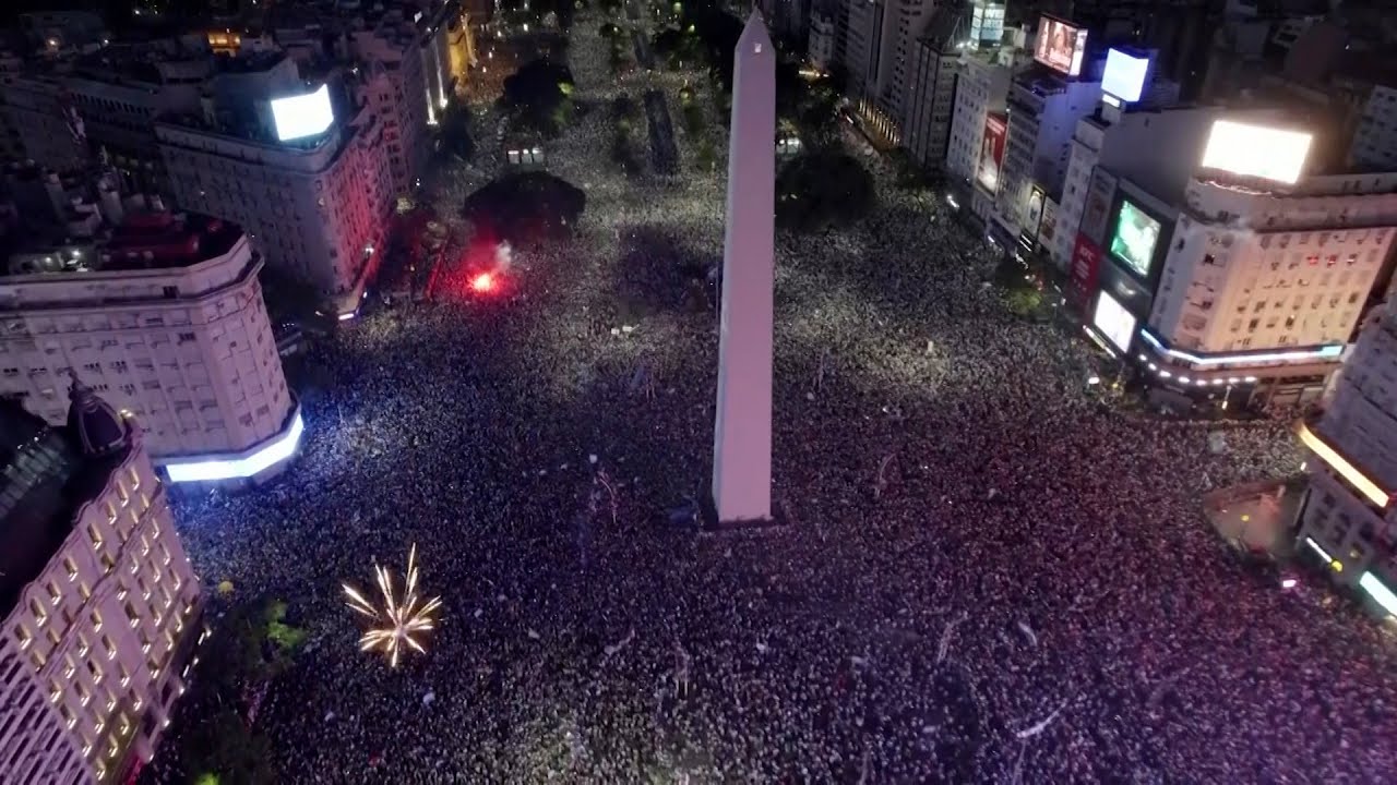 Drone captures CRAZY SCENES in Buenos Aires as OVER A MILLION FANS celebrate EPIC World Cup win