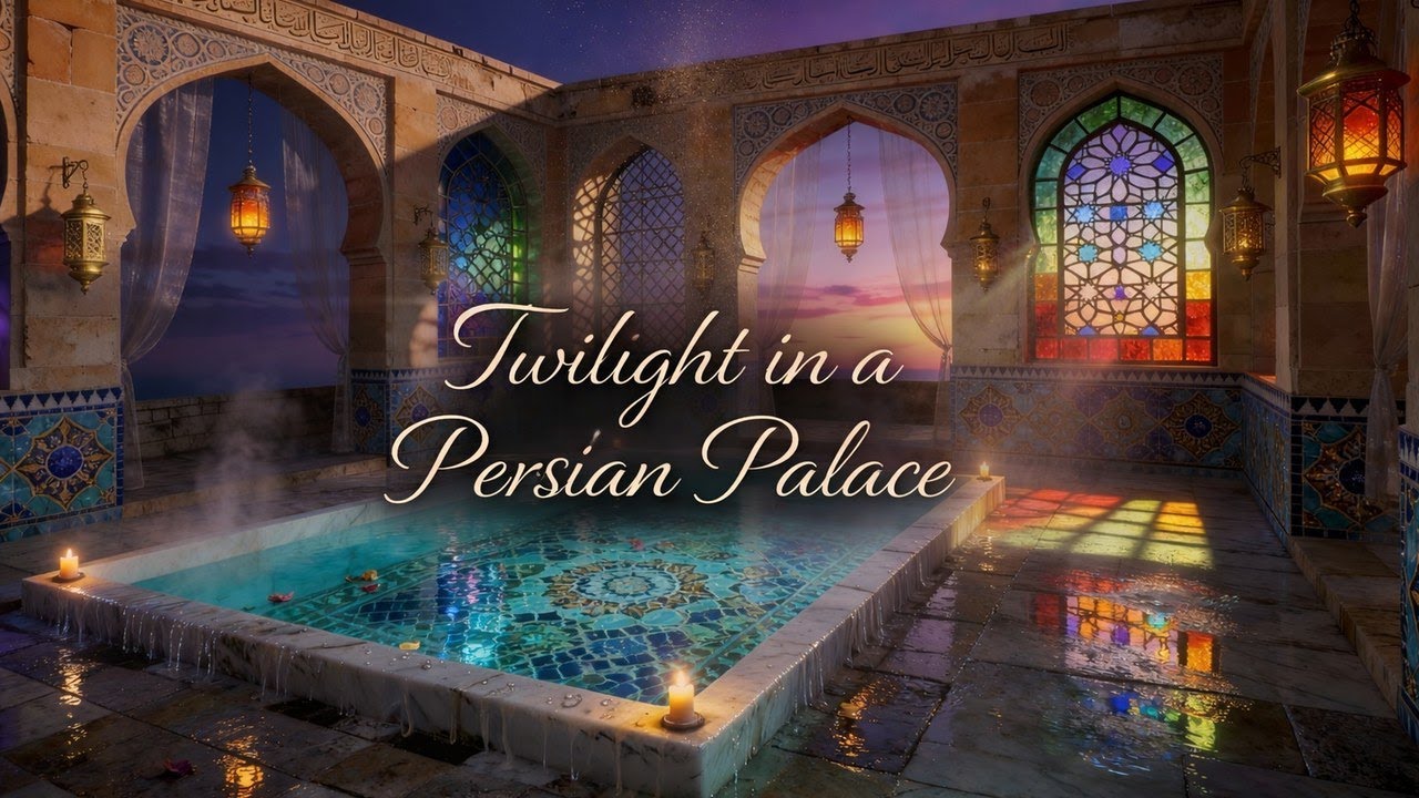 Twilight at an Ancient Persian Palace | 4K Ambient Bath & Stained Glass