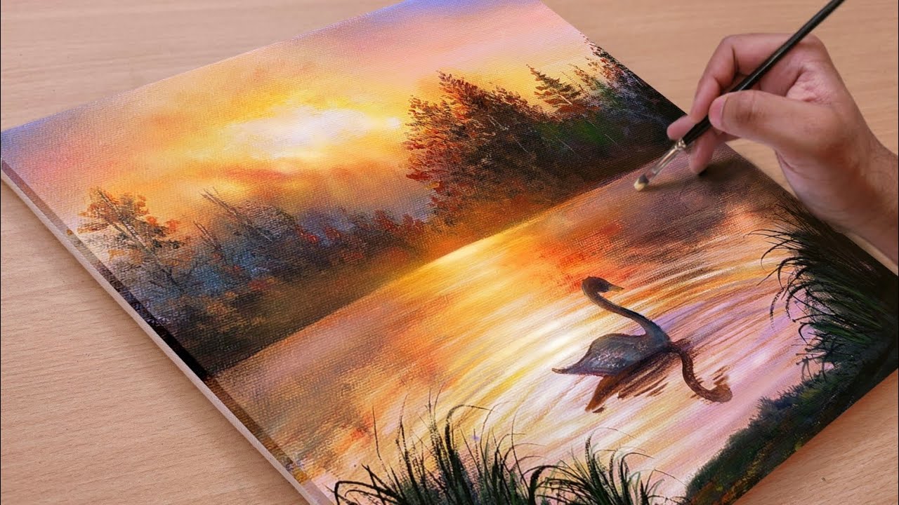 Painting a Beautiful Spring Scenary / Acrylic painting / Art paintings