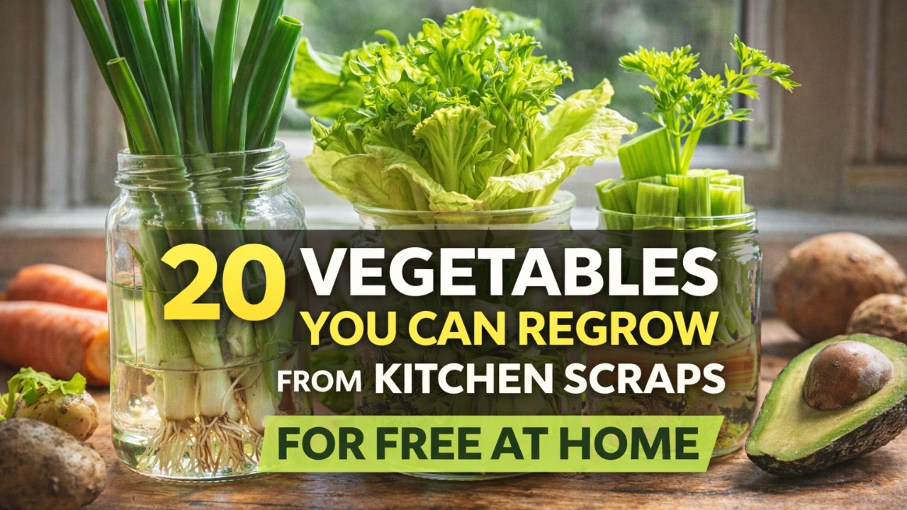 20 Vegetables You Can Regrow From Kitchen Scraps for FREE at Home
