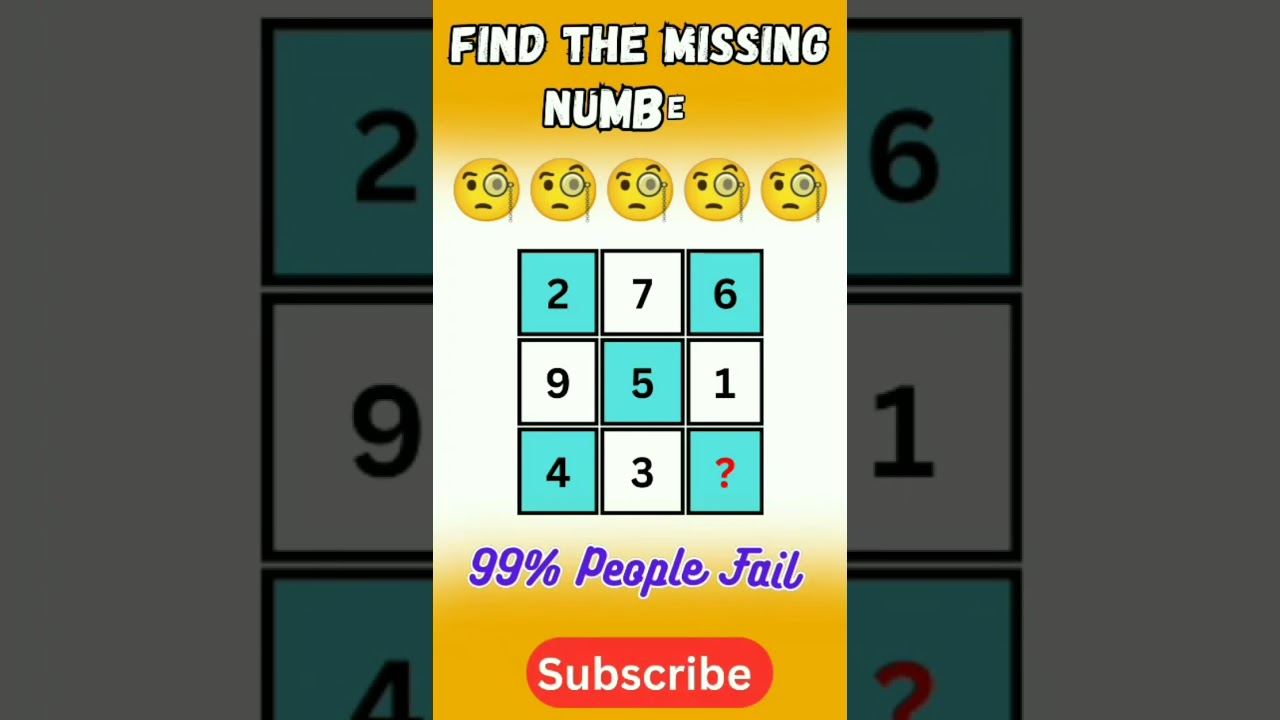 math puzzle square game find the missing number in box 