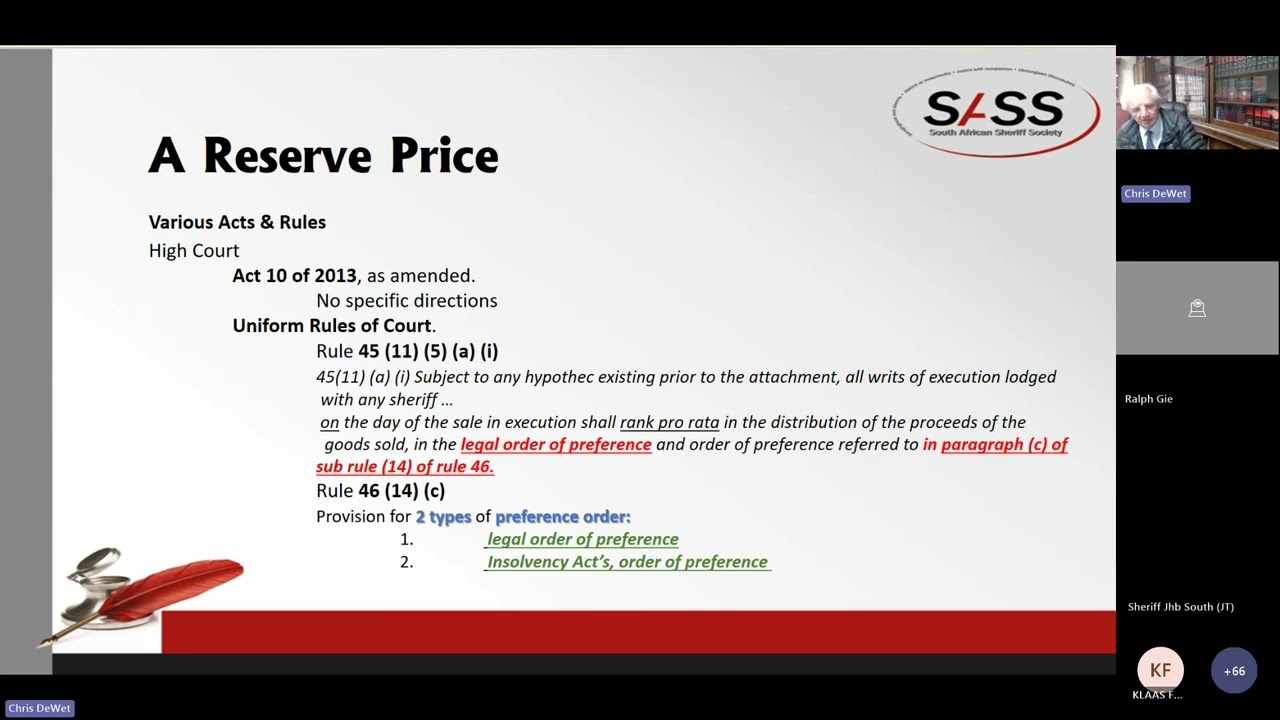 Reserve Price: SASS Online Training 22 April 2025 Meeting Recording