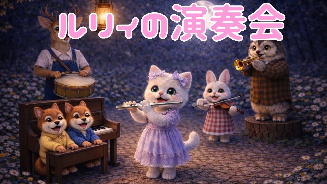 【ゆるふわ猫】🎶どうしよう💦みんなの音がバラバラにゃ🙀でも最後はぴったり合ったね❗️【ルリィの森の演奏会🎷】