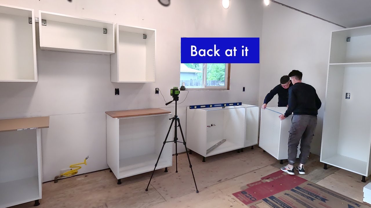 IKEA Upper cabinets & pantry install | DIY kitchen reno of our neglected midcentury modern home