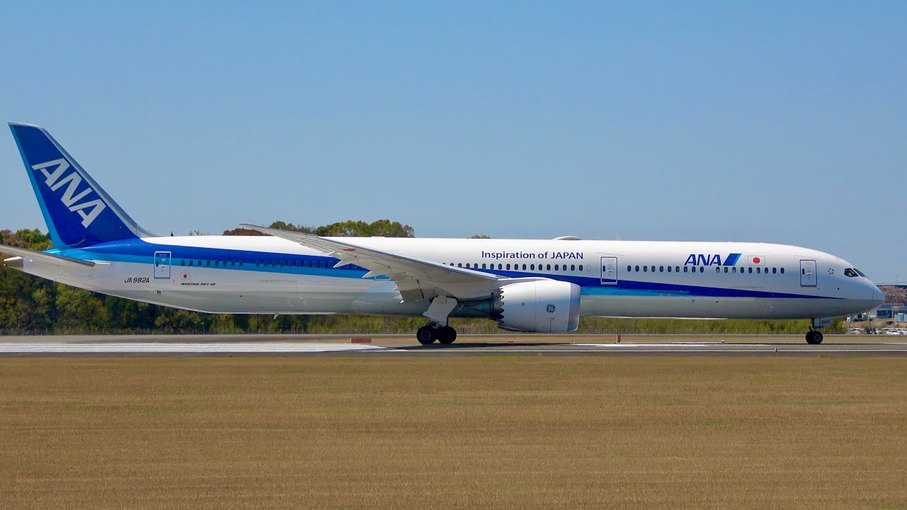 ［鹿児島空港］ANA Boeing 787-10 飛来！！横風が強い晴れた日のRWY34 離着陸／Kagoshima Airport
