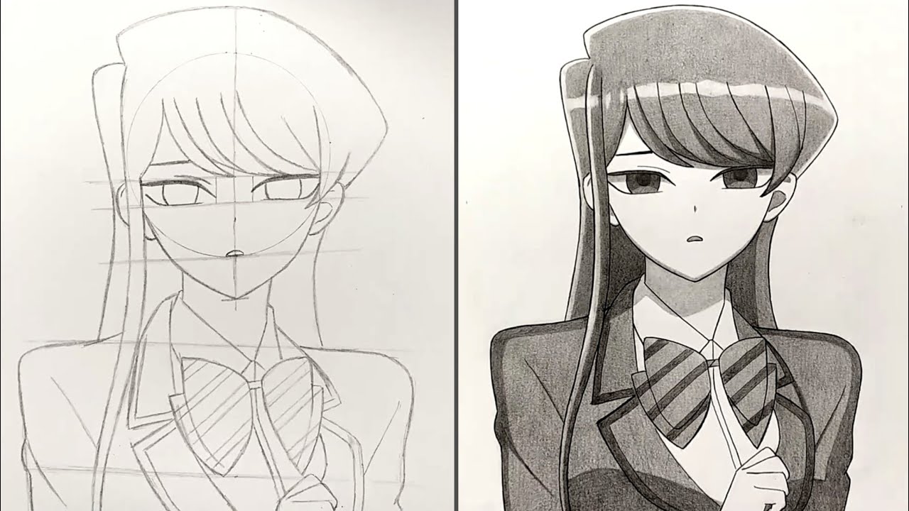 Cara Menggambar Komi-San - Komi Can't Communicate | Cara Gambar Anime - Step by Step
