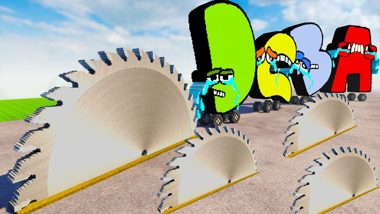 Crying Alphabet Lore Cars vs Giant Saw in Teardown