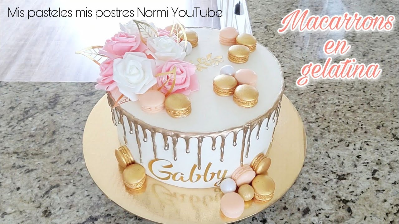 Pastel En Chantilly Con Rosas Y Macarons En Gelatina | Mis pasteles mis postres Normi