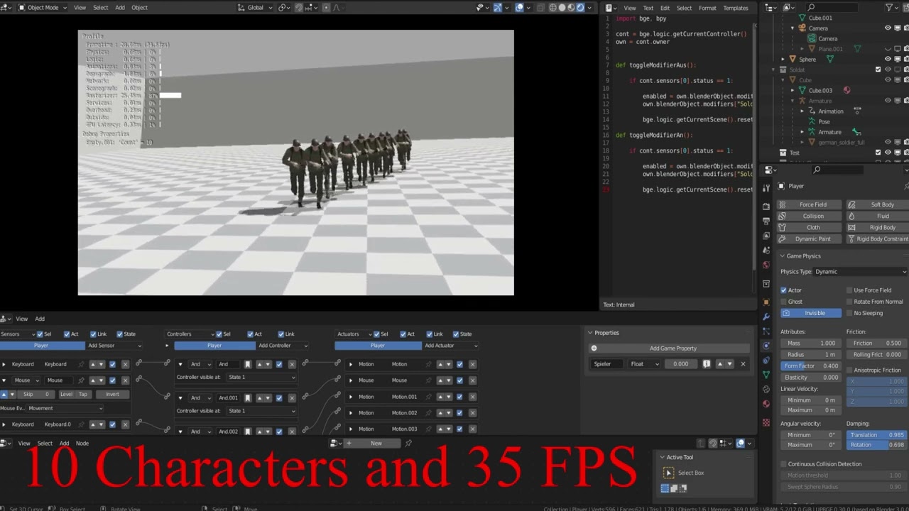 UPBGE 0.3 Armature and Geometry-Nodes Test