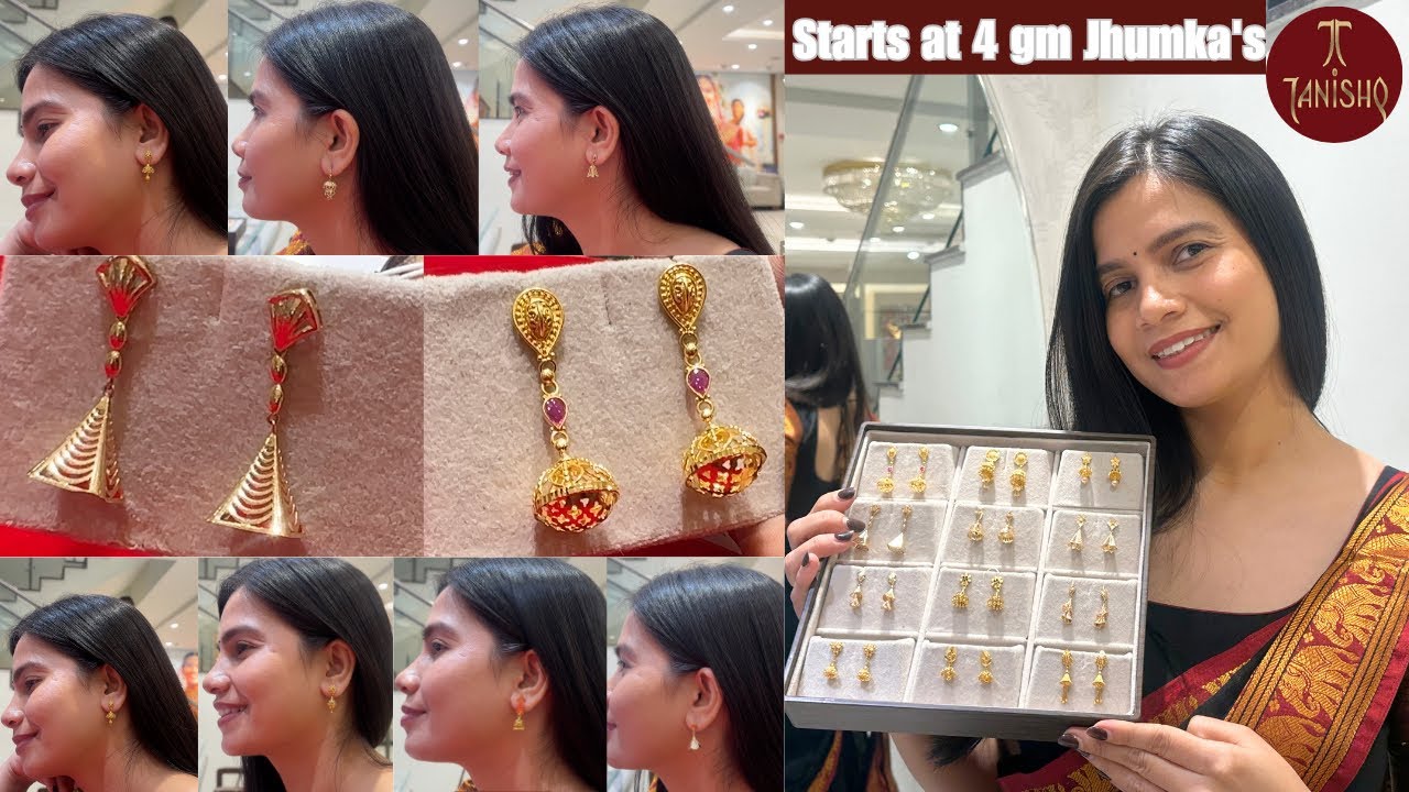 4 г😲💫Начните с золотых джумки Tanishq, легких праздничных и свадебных золотых джумки по цене