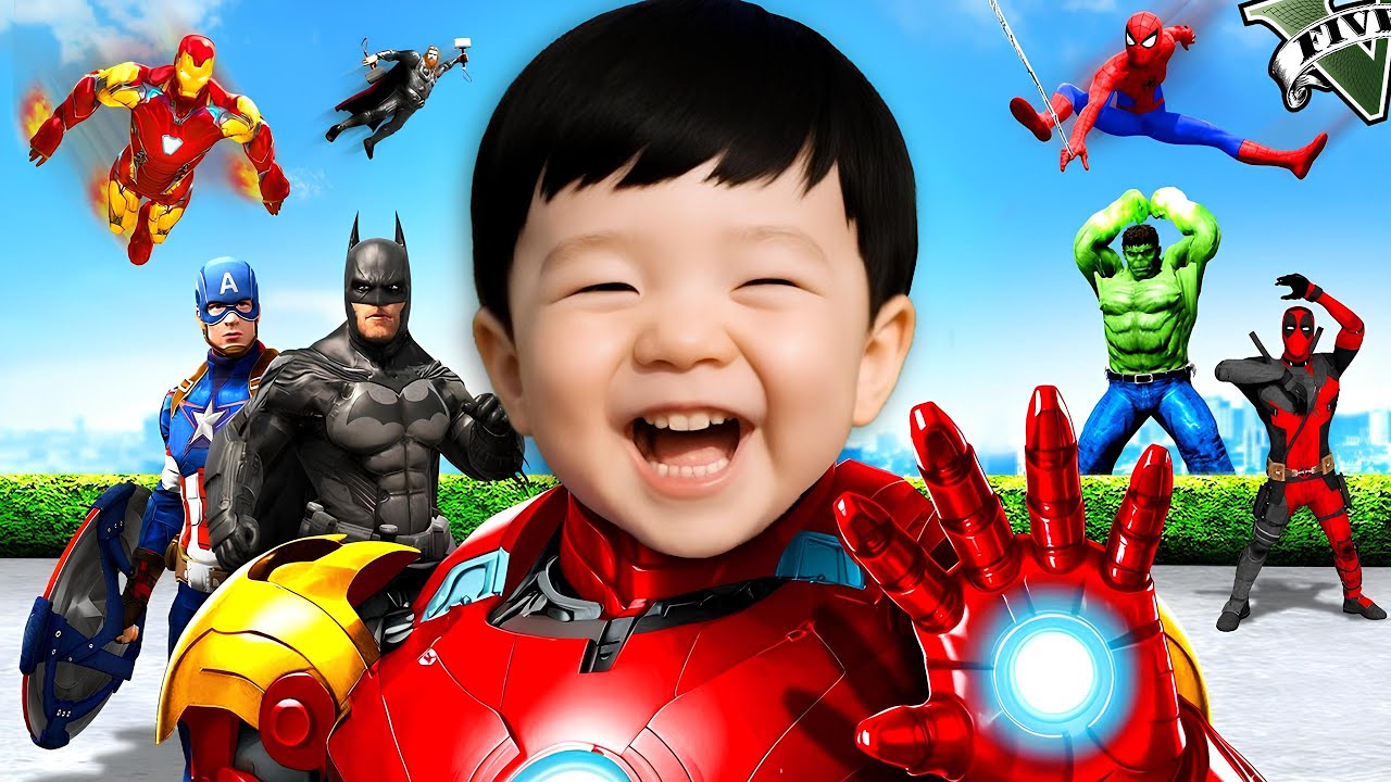 Junior ကို Superhero တွေက မွေးစားခဲ့တယ် | Adopted by Superheroes in GTA V