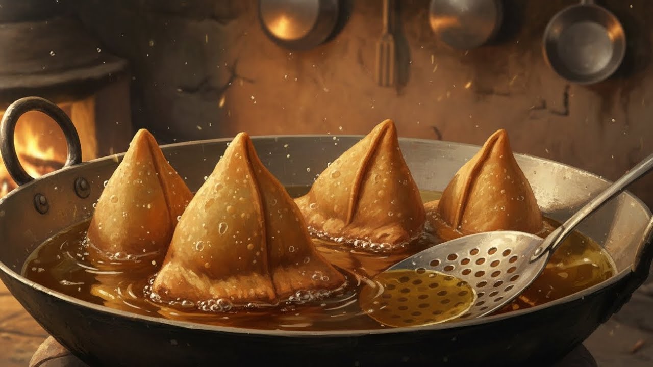 @ Ghibli video cooking, eating samosa with chutney || cozy countryside daily life in cowshed
