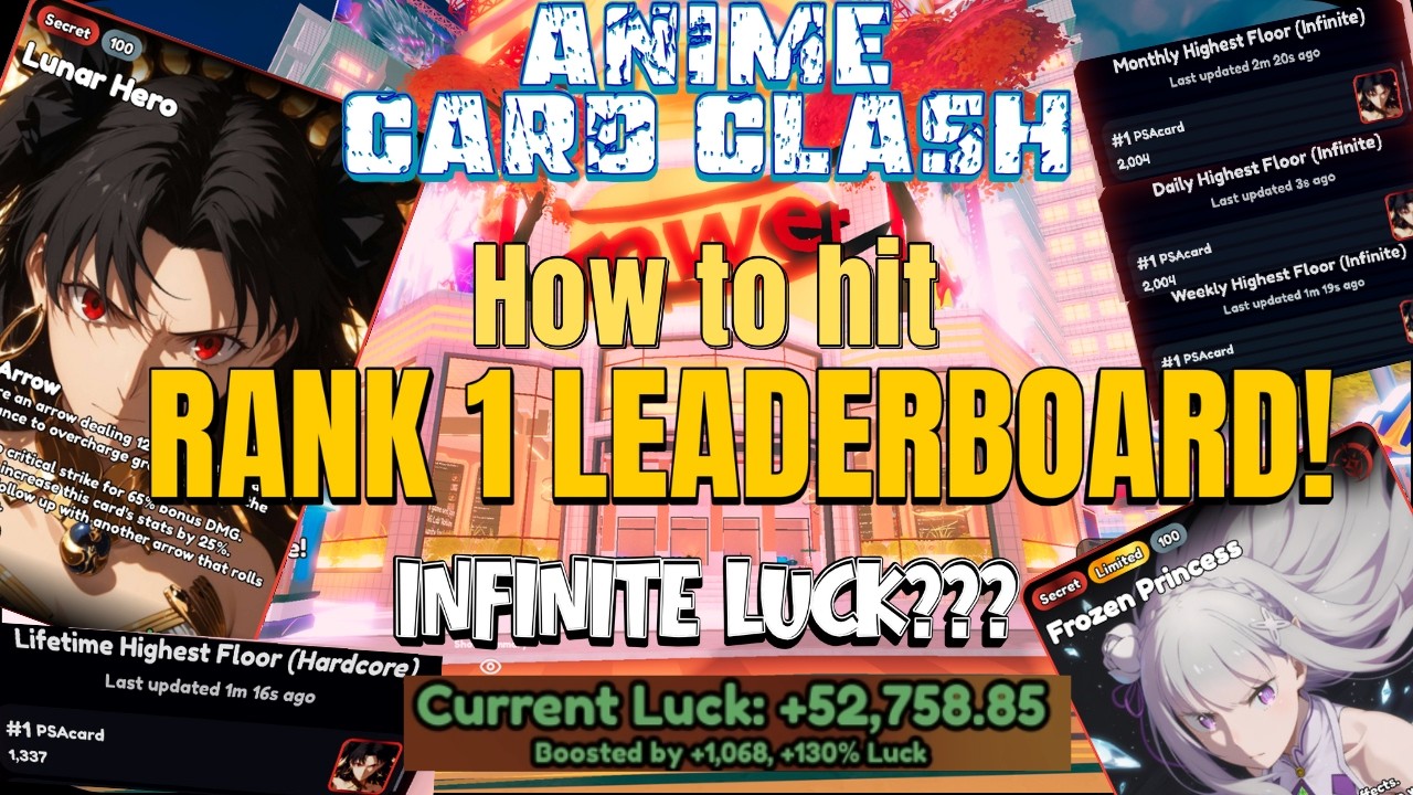 How to hit RANK 1 in INFINITE AND HARDCORE TOWER LEADERBOARD in Anime Card Clash (Infinite luck???)