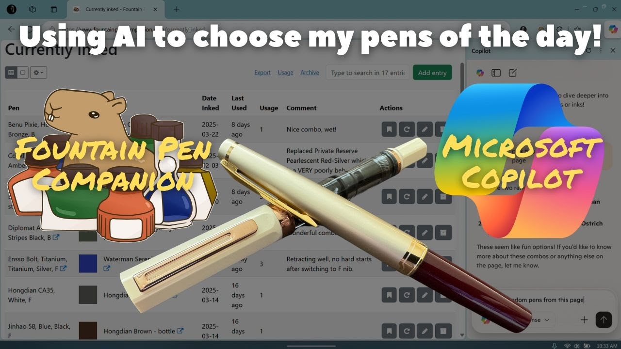 AI Picks My Fountain Pens of the Day | Microsoft Copilot & Fountain Pen Companion #fountainpen