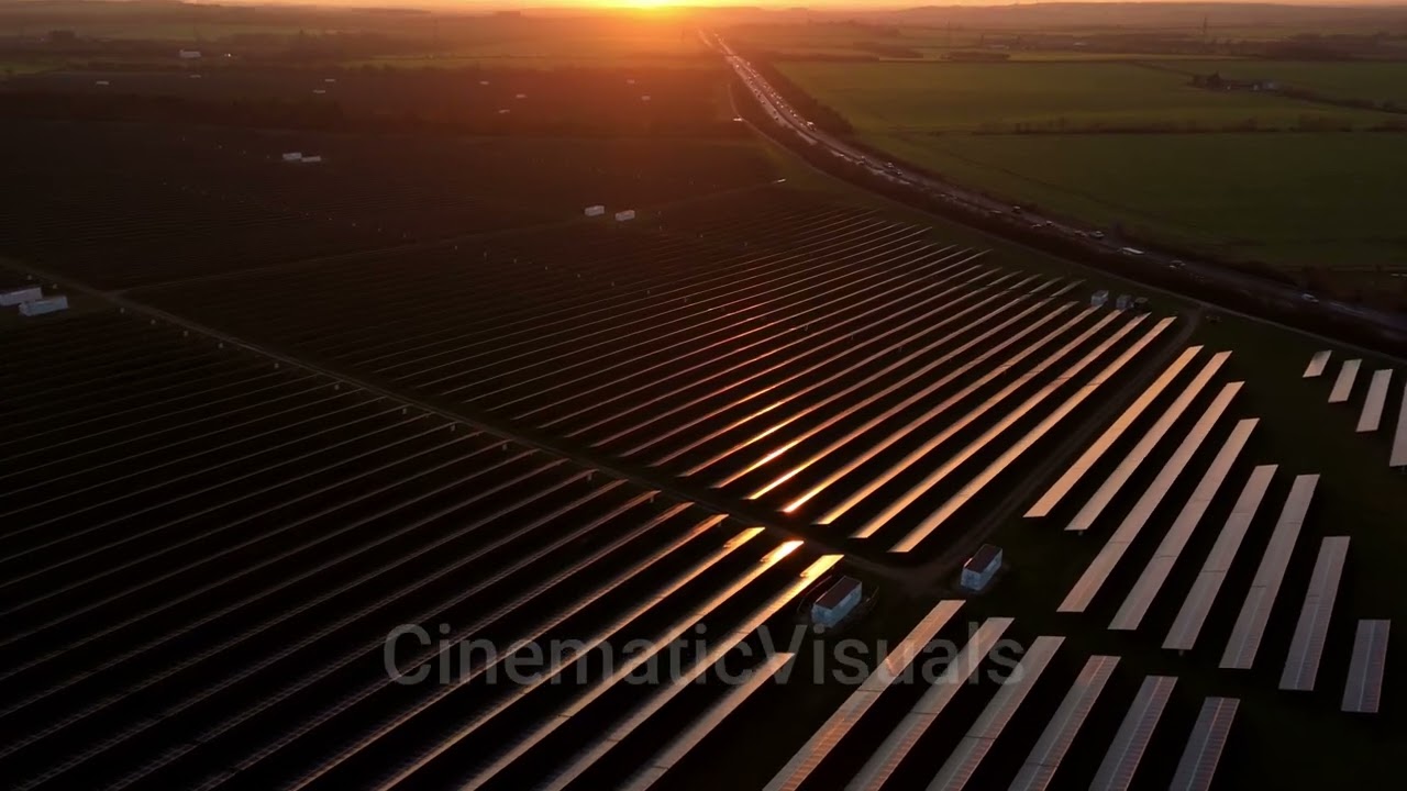 Relaxing Cinematic Drone Footage: Wind & Solar Power Landscapes