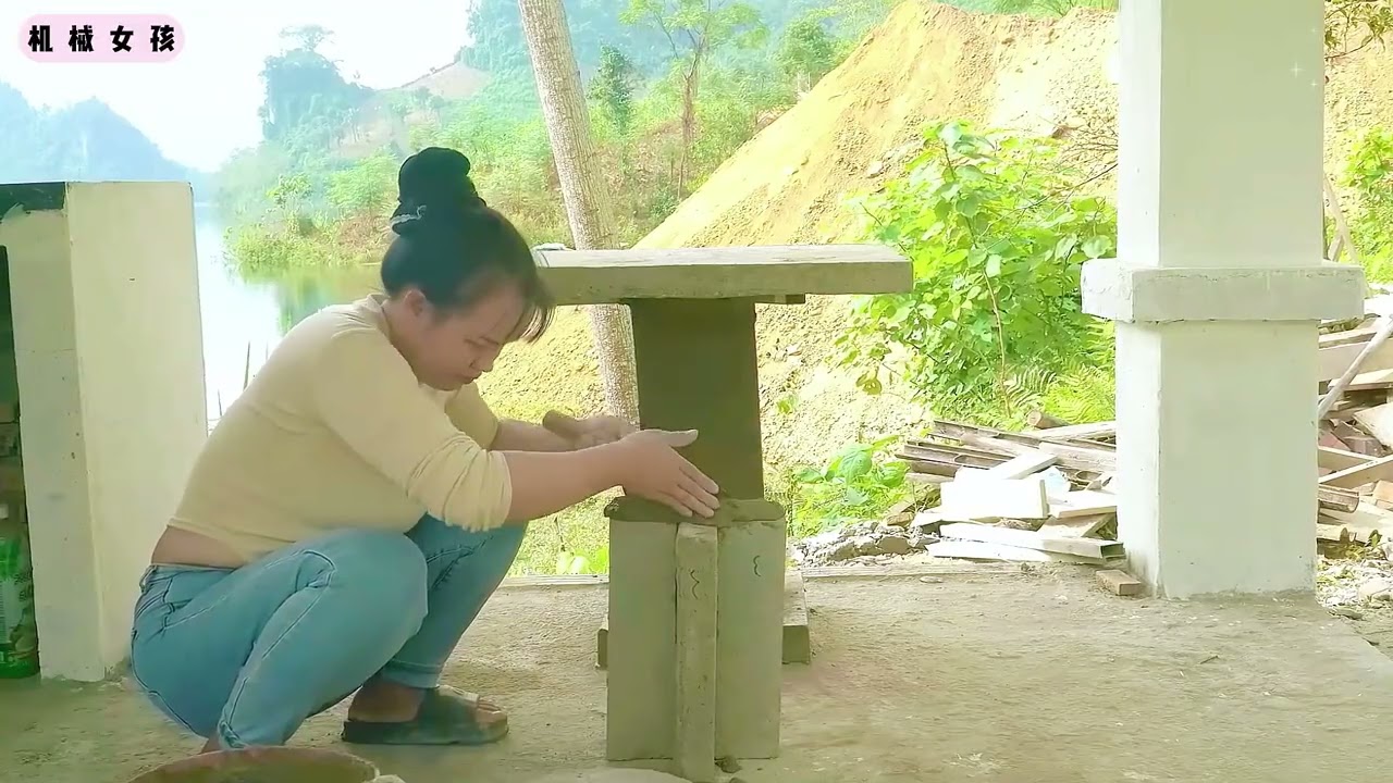 装饰梦想中的厨房——铺贴瓷砖并打造橱柜和餐桌椅，安装电路照明 #我的乡野山居生活 #建造田园生活 #装修