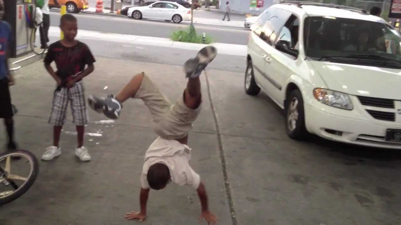 Philly Kids Dance and do flips in gas station