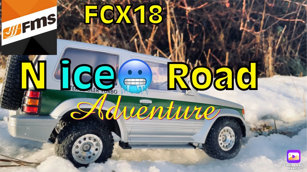 My best n ice road adventure in the FMS Mitsubishi Pajero 1/18 Cralwer  truck FCX18 LC80 Chevy K5 