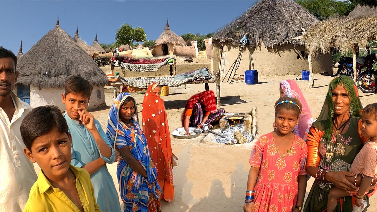 Pakistani Bheel Hindu Community Village Life style in Thar Desert Sindh near Pak-India Border
