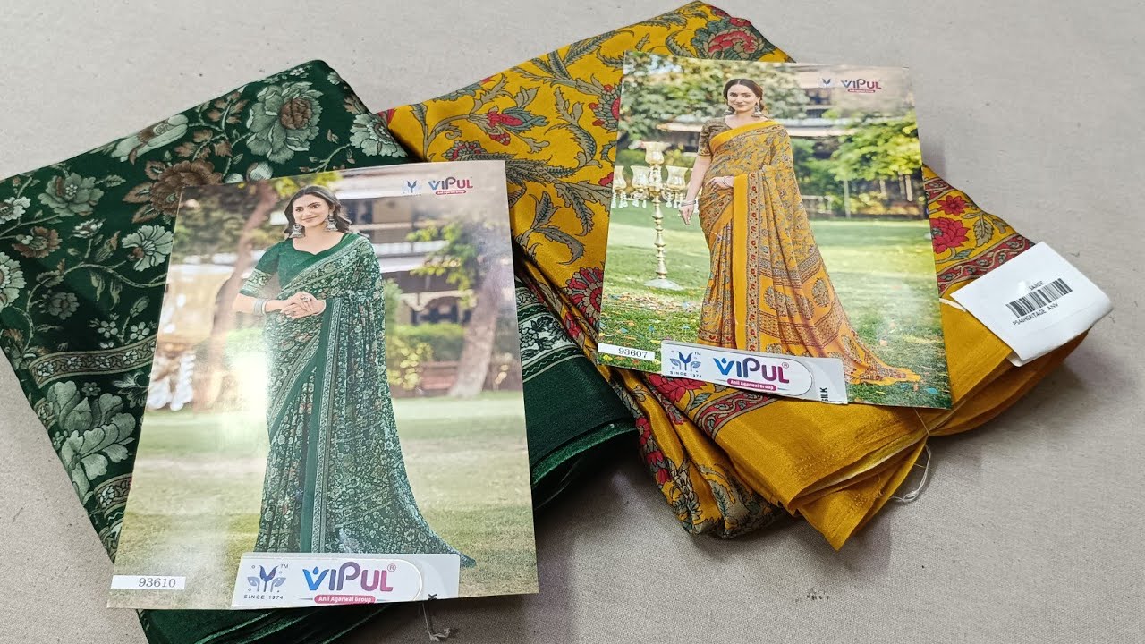 Vipul की italian crepe की साड़ी, एक दे बढ़कर एक design#vipulsaree #laxmipatisarees #subhashsarees 