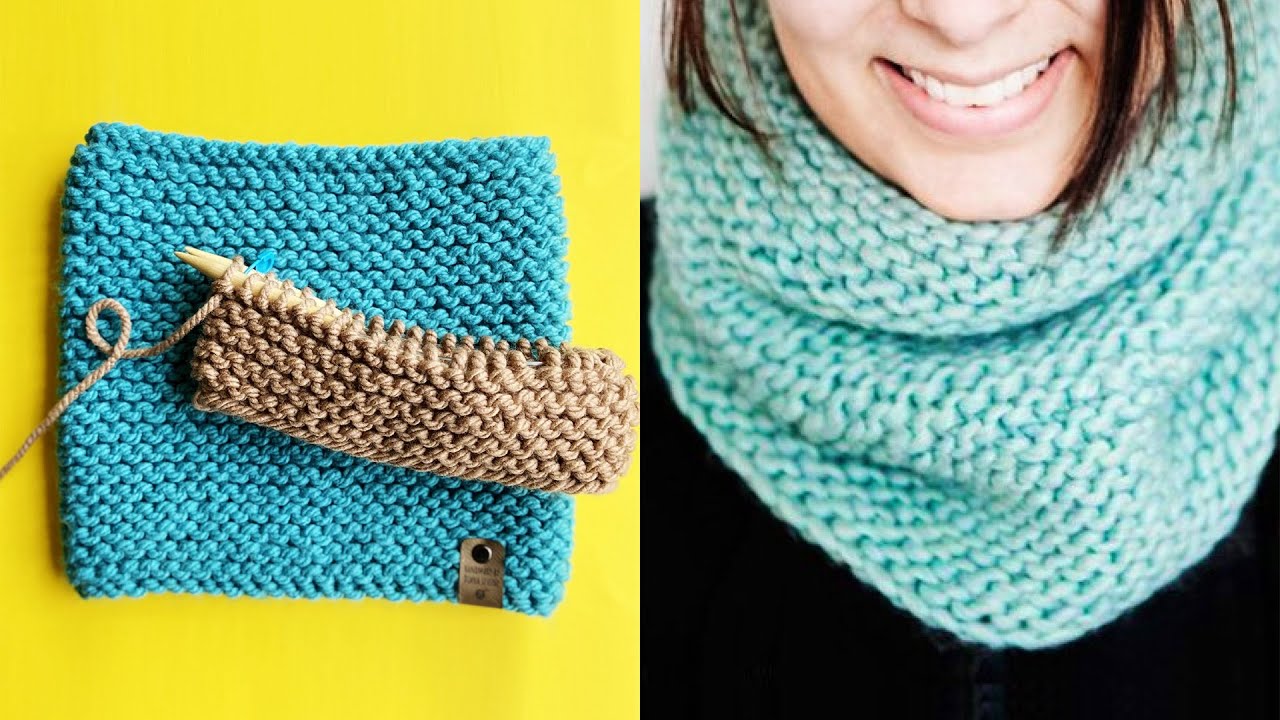 Seamless Garter Stitch Cowl (Quick and Easy Knitting Pattern, Knit in the Round)