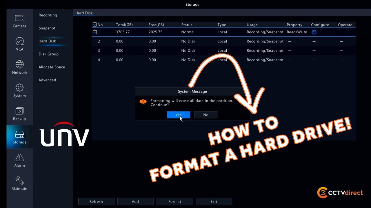 How to Erase Uniview CCTV Camera Data | How to Format CCTV Surveillance Camera NVR Hard Drive Safely