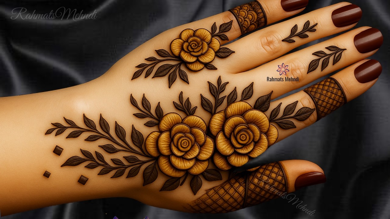Super easy back hand eid mehndi design | simple Rose mehndi design | mehandi ka design | mehndi