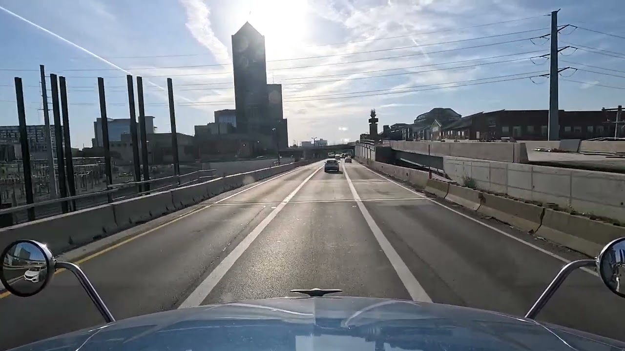 Driving through Columbus,  Ohio in a DOT Foods truck.