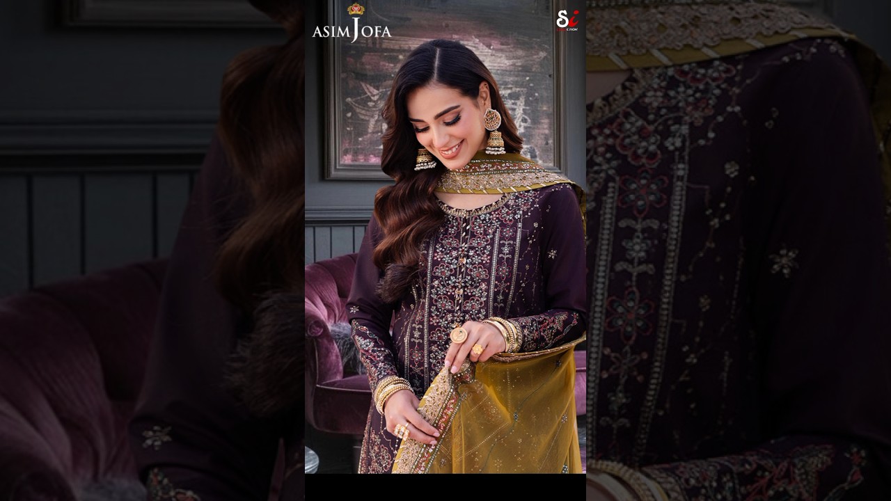 Asim Jofa Chiffon Silk Heavy Sequence Embroidery 3PC | Addawork Neck & Daman | 